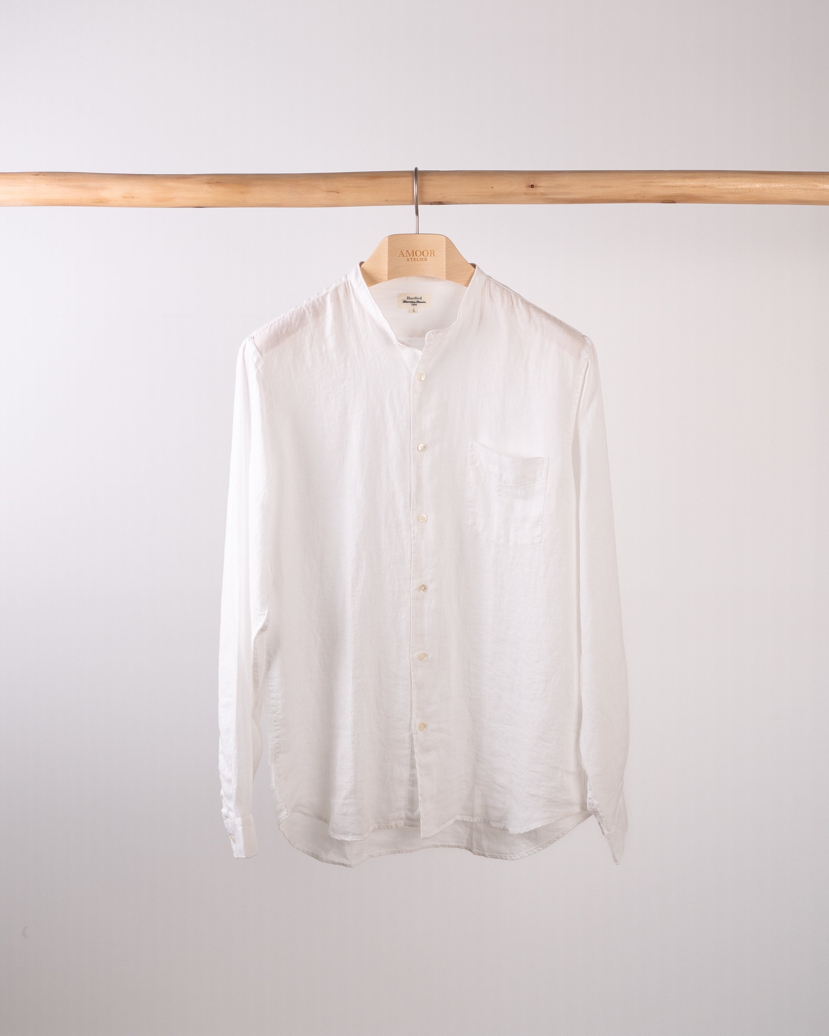 Premium Pat Grandad-Collar Linen shirt