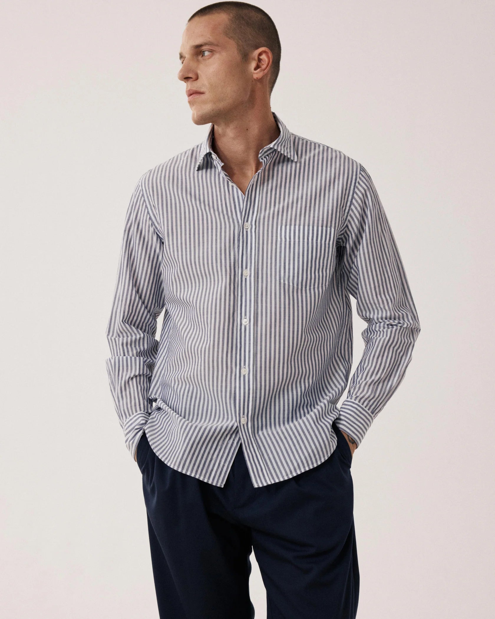 Paul Mussoletta Washed Striped Shirt