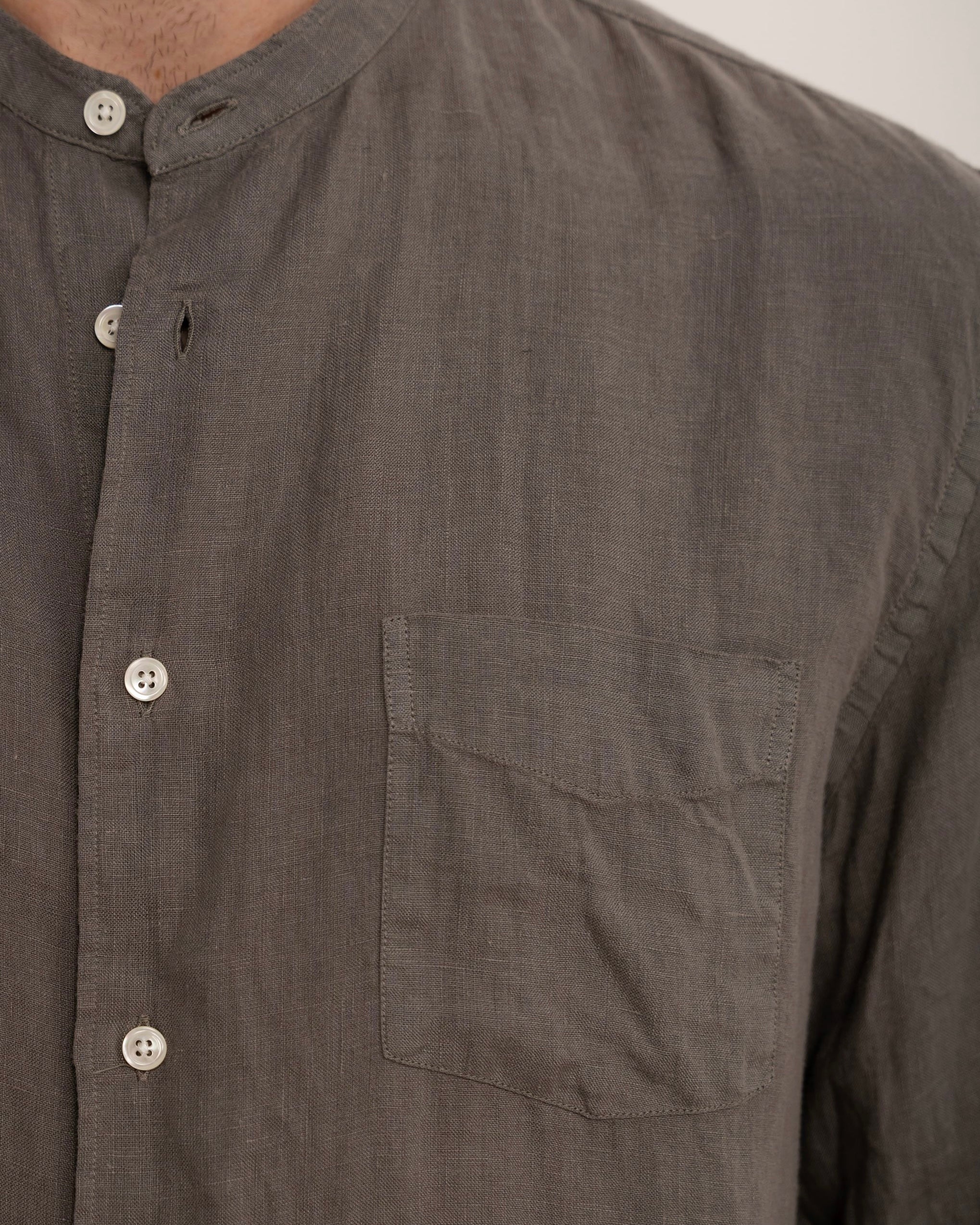 Premium Pat Grandad-Collar Linen shirt