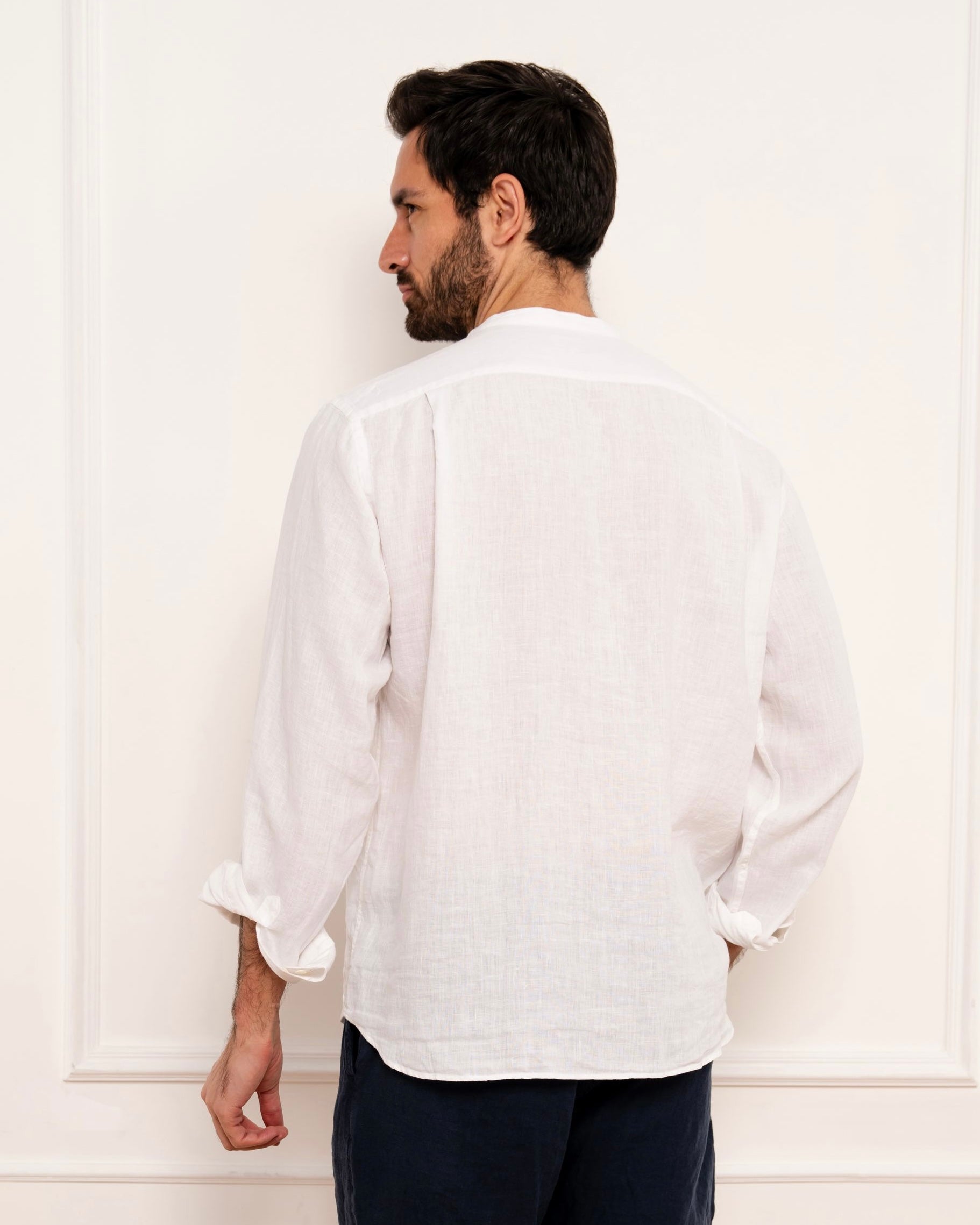 Premium Pat Grandad-Collar Linen shirt
