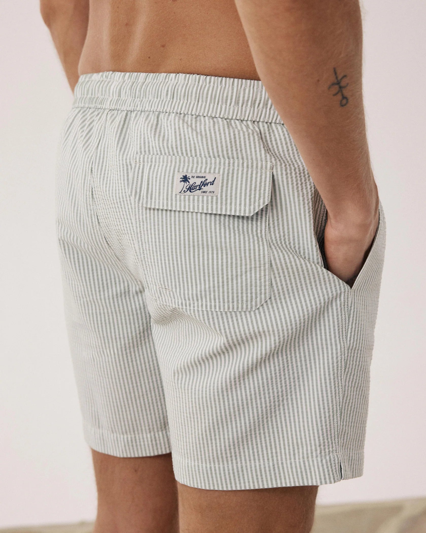 Swim Seersucker Striped Trunks